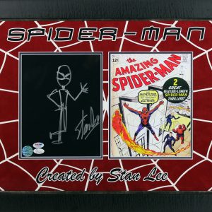 Stan Lee Authentic Signed & Framed 8x10 Handdrawn Spiderman Sketch JSA & PSA