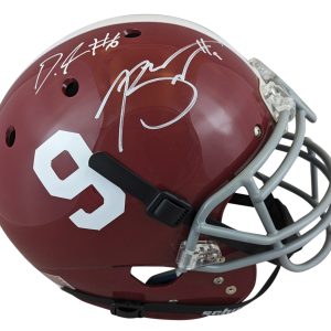 Alabama Bryce Young & DeVonta Smith Signed Schutt F/S Proline Helmet BAS Witness
