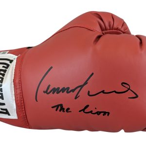 Lennox Lewis "The Lion" Signed Red Right Hand Everlast Boxing Glove BAS Witness