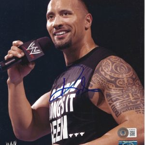 The Rock Dwayne Johnson Signed 8x10 Photo WWE WWF Auto Photo File Beckett LOA