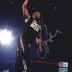 The Rock Dwayne Johnson Signed 8x10 Photo WWE WWF Auto Photo File Beckett LOA