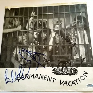 Aerosmith Autographed X3 Signed Permanent Vacation LP Record Album Sleeve ACOA