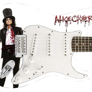 Alice Cooper Autographed Signed Cane Photo Graphics Fender Guitar