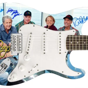 Beach Boys Autographed Group Photo Graphics Fender Guitar Exact Proof ACOA