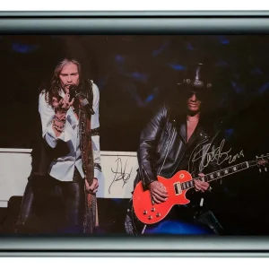 Aerosmith Steven Tyler Guns N Roses Slash Autographed 24x36 Framed Canvas ACOA