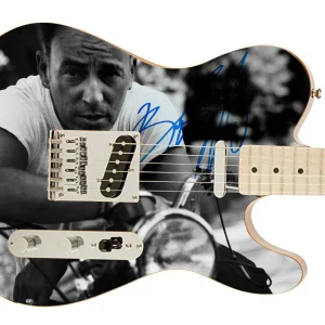 Bruce Springsteen Autographed Signed On Motorcycle Photo Graphics Fender Guitar