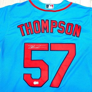 ZACH THOMPSON HAND SIGNED ST LOUIS CARDINALS JERSEY TIME TO FLY BAS BECKETT #4