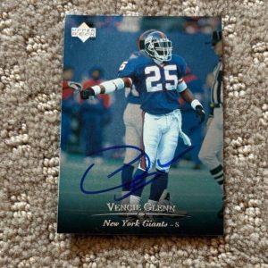 VENCIE GLENN NEW YORK GIANTS SIGNED AUTOGRAPHED 1996 UPPER DECK CARD #200