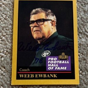 WEEB EWBANK SIGNED AUTOGRAPHED 1991 ENOR CARD NEW YORK JETS