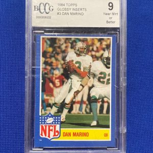 1984 TOPPS GLOSSY INSERTS DAN MARINO MIAMI DOLPHINS #3 CARD BCCG 9