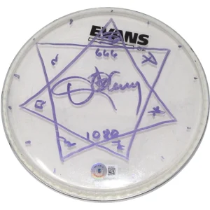Danny Carey Tool Signed Stage Used 8" Drumhead Heptagram Autograph Beckett COA