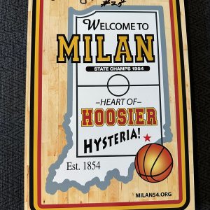 1954 State Champs Milan Indians Signed Welcome Sign Indiana Bobby Plump