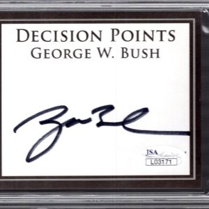 GEORGE W. BUSH HAND SIGNED DECISION POINTS BOOKPLATE RARE JSA+PSA SLABBED