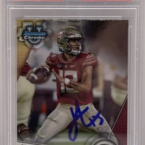 Jordan Travis Signed 2023 Bowman Chrome U Rookie Card Florida State PSA/DNA