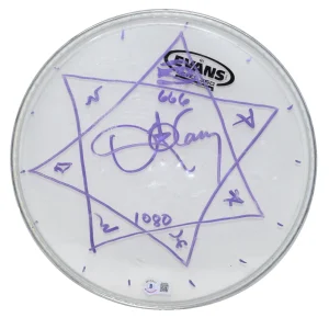 Danny Carey Tool Signed Stage Used 10" Drumhead Heptagram Autograph Beckett COA
