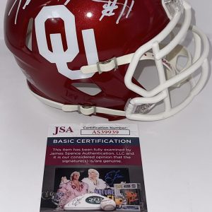Teddy Lehman Signed Autographed Oklahoma Sooners Mini Helmet JSA COA Boomer