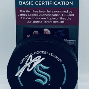 Adam Larsson signed Seattle Kraken Official Game Puck autographed JSA