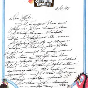 MARY COSTA HAND SIGNED+HAND WRITTEN LETTER+COA RARE VOICE SLEEPING BEAUTY