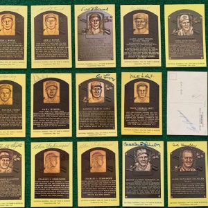 BASEBALL HOF LOT OF 13 HAND SIGNED GOLD PLAQUE POSTCARDS+COA WANER+GEHRINGER