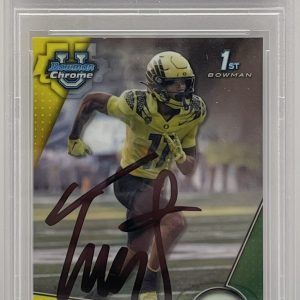 Troy Franklin Signed 2023 Bowman Chrome U Rookie Card Oregon Ducks PSA/DNA Slab