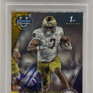 Audric Estime Signed 2023 Bowman Chrome U Rookie Card Notre Dame Irish PSA/DNA