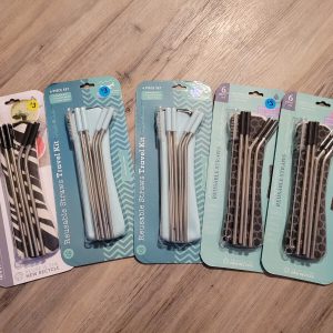 30pcs Stainless Steel Metal Reusable Cocktail Drinking Straws Cleaner Brush Set