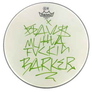 Travis Mutha F*uckin Barker Blink-182 Signed Autograph 14" Drumhead Beckett COA