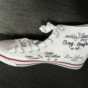 1954 Milan Indians Team Signed Era Style Shoe Hoosiers Movie Bobby Plump Plus 4