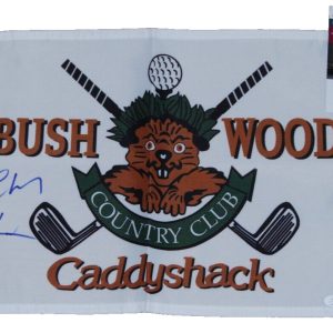 CHEVY CHASE signed (CADDYSHACK) Bushwood golf pin flag Beckett JSA AS03278