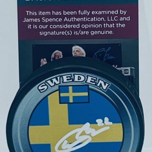 William Wallinder Detroit Red Wings signed Sweden Puck autographed JSA