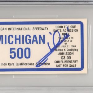 1984 Michigan 500 Ticket Signed By Mario Andretti Winner PSA DNA 10 Autograph