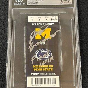 Red Berenson Signed & Inscribed Michigan Wolverines Final Win Ticket Beckett
