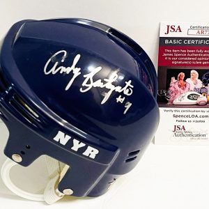 Andy Bathgate Signed New York Rangers Mini Helmet JSA COA