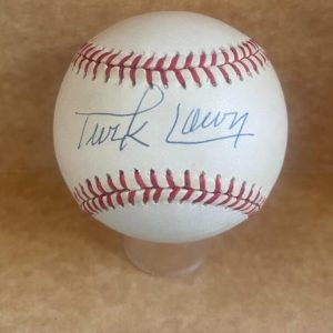 TURK LOWN REDS/CUBS SIGNED AUTOGRAPHED N.L. BASEBALL BECKETT AUTH