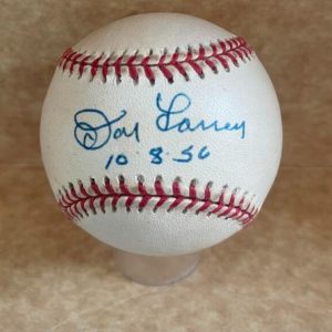 DON LARSEN YANKEES 10-8-56 SIGNED VINTAGE A.L. BASEBALL BECKETT AUTH