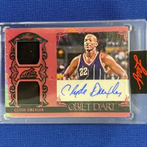 2023 LEAF ART OF SPORT OBJET DART CLYDE DREXLER ROCKETS SIGNED AUTO JERSEY CARD