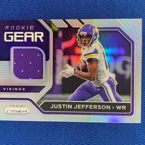 2020 PANINI PRIZM JUSTIN JEFFERSON MINNESOTA VIKINGS ROOKIE GEAR JERSEY CARD #10