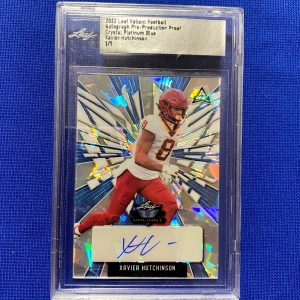 2022 LEAF VALIANT FOOTBALL AUTOGRAPH PRE PRODUCTION PROOF CRYSTAL PLAT BLUE 1/1