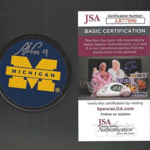 Andrew Copp Signed In Silver Michigan Wolverines Puck JSA COA Detroit Red Wings