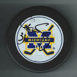 Steve Shields Signed Michigan Wolverines Puck San Jose Sharks Thrashers Bruins