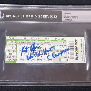 Kurt Angle Signed WWE Smackdown World Heavyweight Championship Win Ticket BAS