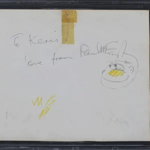 Paul McCartney Beatles "Love" Signed 8x10 Photo w/ Facial Doodle Sketch BAS Slab