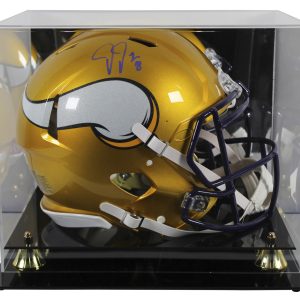 Vikings Justin Jefferson Signed Flash F/S Speed Proline Helmet W/ Case BAS Wit