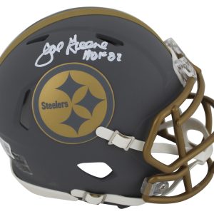 Steelers Joe Greene "HOF 87" Authentic Signed Slate Speed Mini Helmet BAS Wit