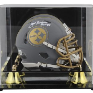 Steelers Joe Greene "HOF 87" Signed Slate Speed Mini Helmet W/ Case BAS Witness