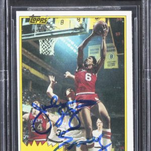 76ers Julius "Dr. J." Erving Signed 1981 Topps #E104 Card Auto 10! BAS Slabbed