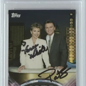 2011 TOPPS AMERICAN PIE WHEEL FORTUNE PAT SAJAK & VANNA WHITE SIGNED PSA DNA COA