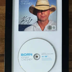 SIGNED FRAMED Kenny Chesney Born CD Cover Art Card BAS Beckett COA Certified