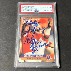 1991 NFL Pro Set #15 Mike Horan Signed Card AUTO 10 PSA slabbed Denver Broncos