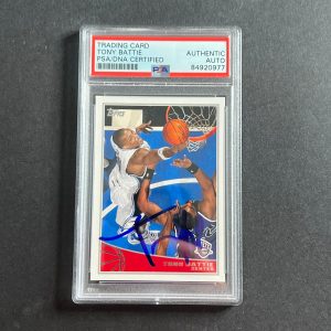 2009-10 Topps Basketball #226 Tony Battie Signed Card AUTO PSA Slabbed Nets